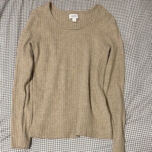 Croft & Barrow Women's Ribbed Beige Top